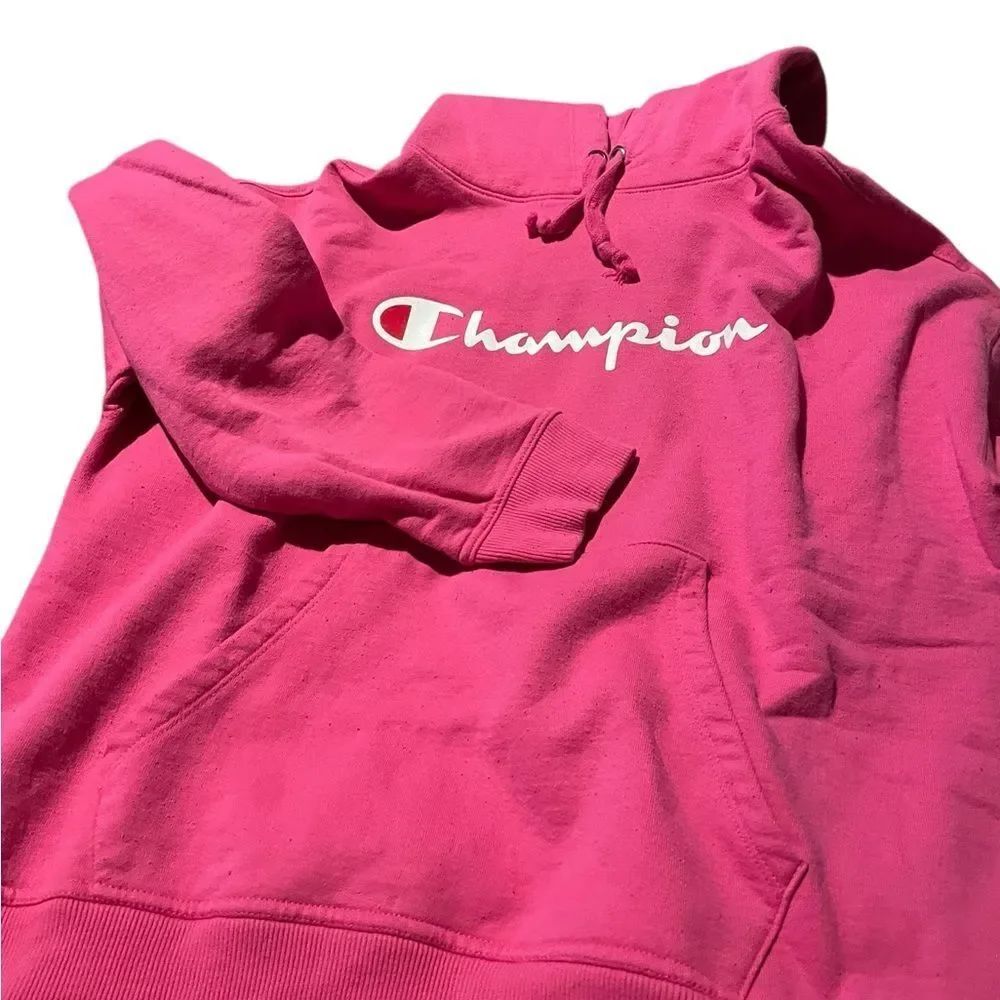 Champion Hot Pink Script Logo Pullover Hoodie size large